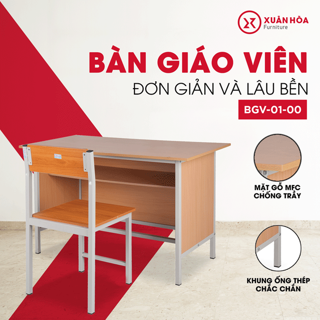 Bàn giáo viên gỗ công nghiệp BGV-01-00