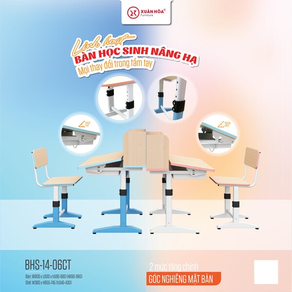 Bàn học sinh có giá sách BHS-14-06CT