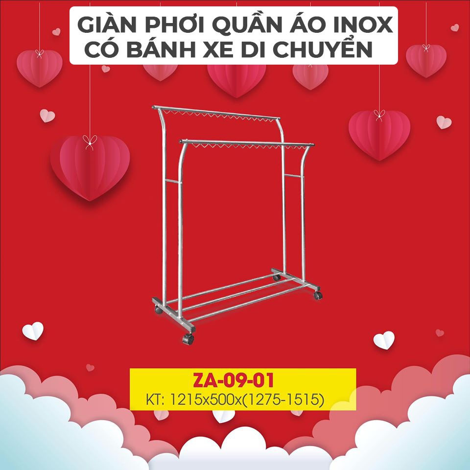 Giá phơi quần áo inox ZA-09-01