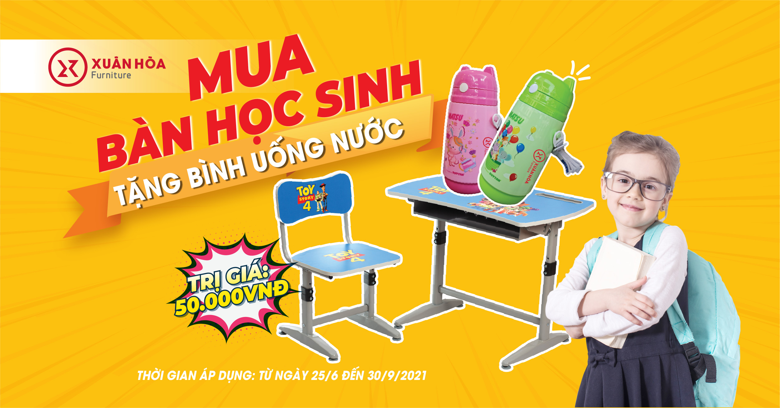 Tặng bình uống nước khi mua bàn học sinh xuân hòa