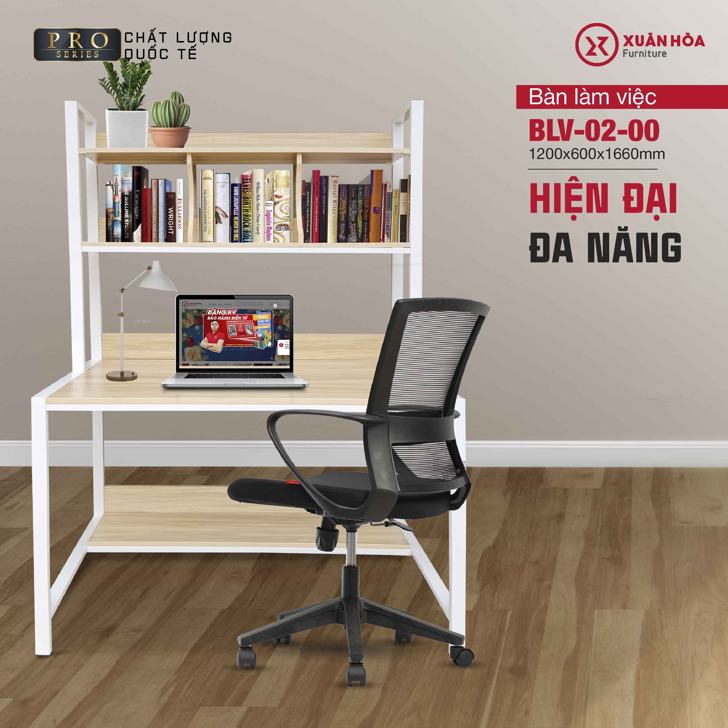 Bàn làm việc liền giá sách BLV-02-00